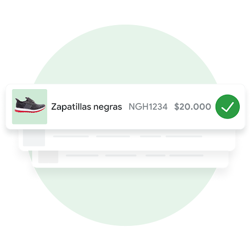 Interfaz de usuario que muestra una lista de los productos que un usuario podría ver tras acceder a Merchant Center.